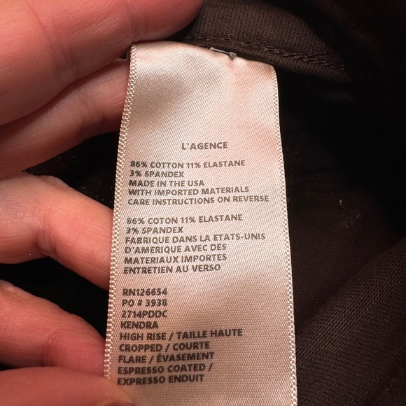 L'AGENCE Kendra High-Waisted Cropped Jeans Espresso Coated - Picture 7 of 7